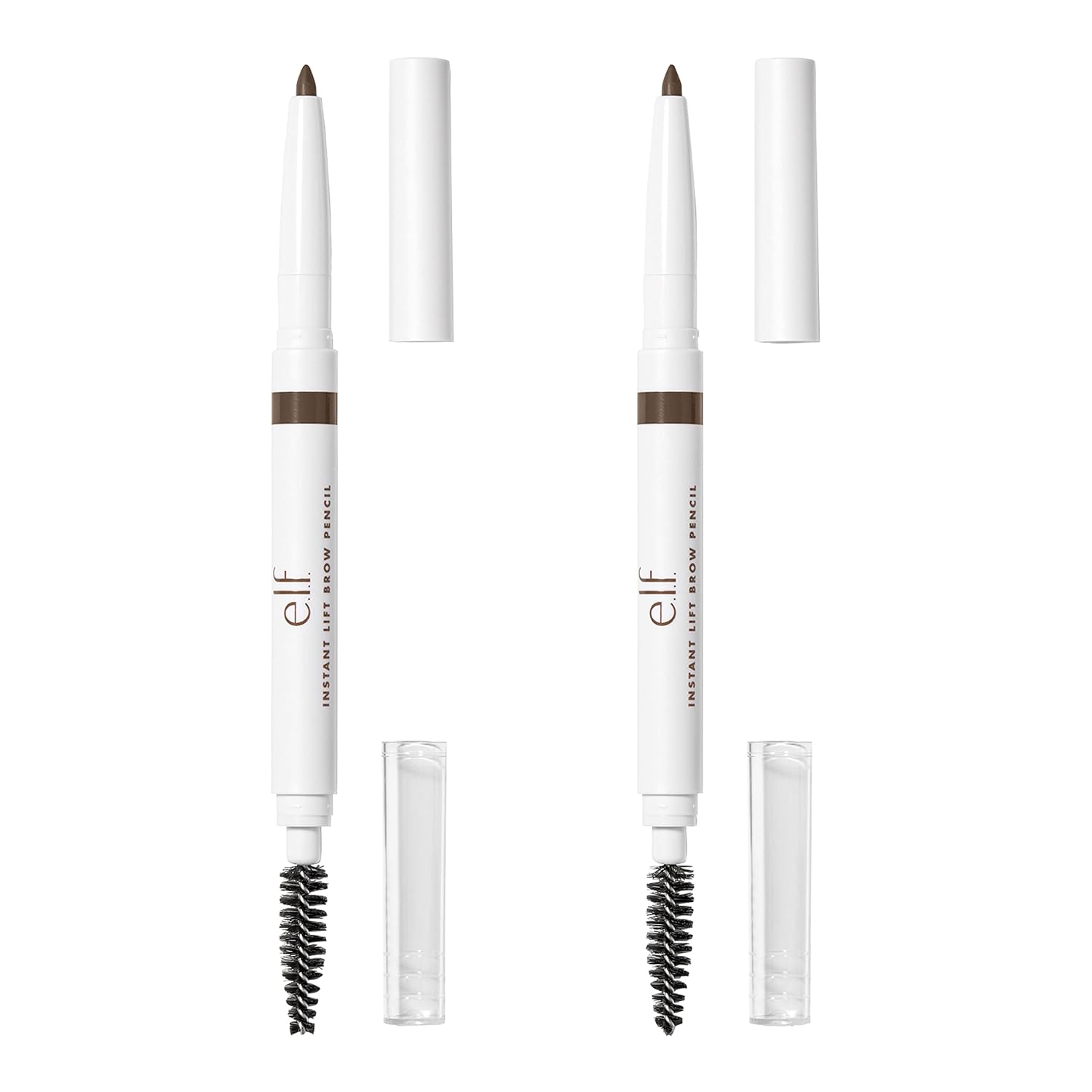 e.l.f. Instant Lift Brow Pencil. Dual-Sided. Neutral Brown. 2-Pack | Retractable Precision-Tip Brow Pencil with Grooming Spoolie for Buildable Natural-Looking Color. Vegan & Cruelty-Free