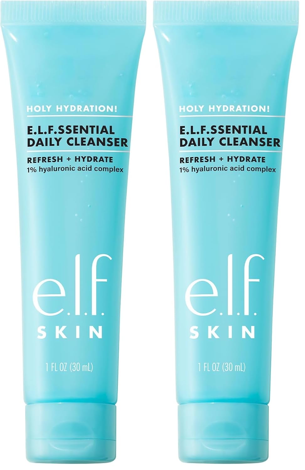 e.l.f. SKIN Holy Hydration! e.l.f.ssential Daily Cleanser | Gentle & Refreshing Gel-to-Foam Face Cleanser. Hydrated-Feel & Soft Skin. 1% Hyaluronic Acid Complex. Vegan & Cruelty-Free