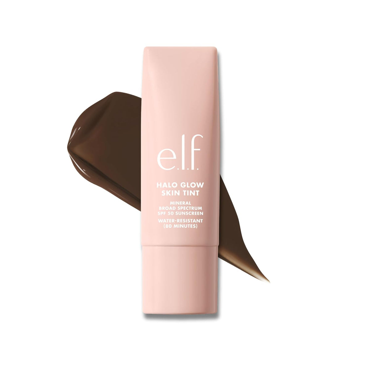 e.l.f. Halo Glow Skin Tint SPF 50. Hydrating & Tinted. 5 Light Warm | Lightweight Buildable Coverage. Dewy. Hydrated Finish. Broad-Spectrum SPF 50. Zinc Oxide & Niacinamide. Vegan & Cruelty-Free