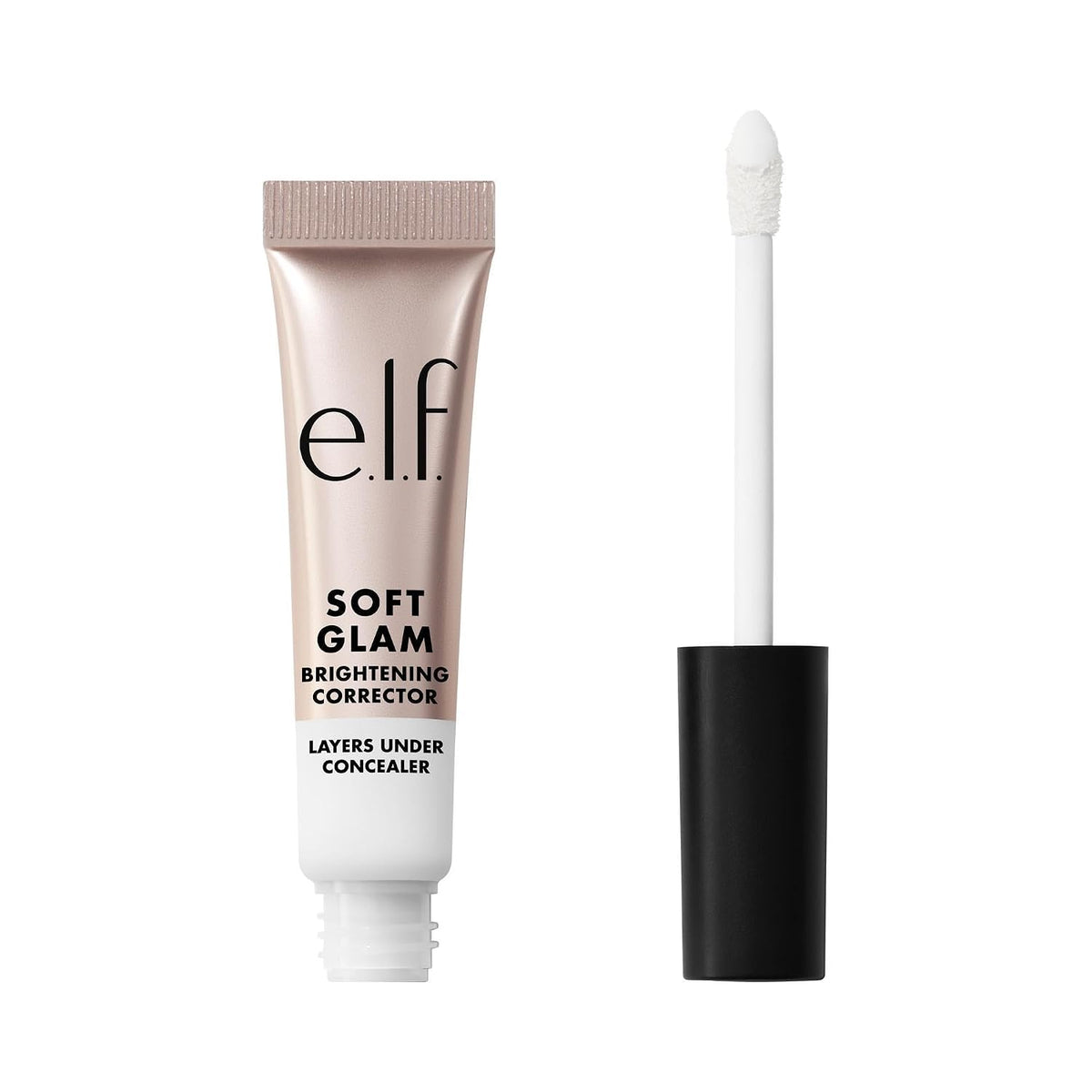 e.l.f. Soft Glam Brightening Corrector. Helps Minimize Dark Circles & Discoloration. Hydrating With A Natural Finish. Vegan & Cruelty-Free. White