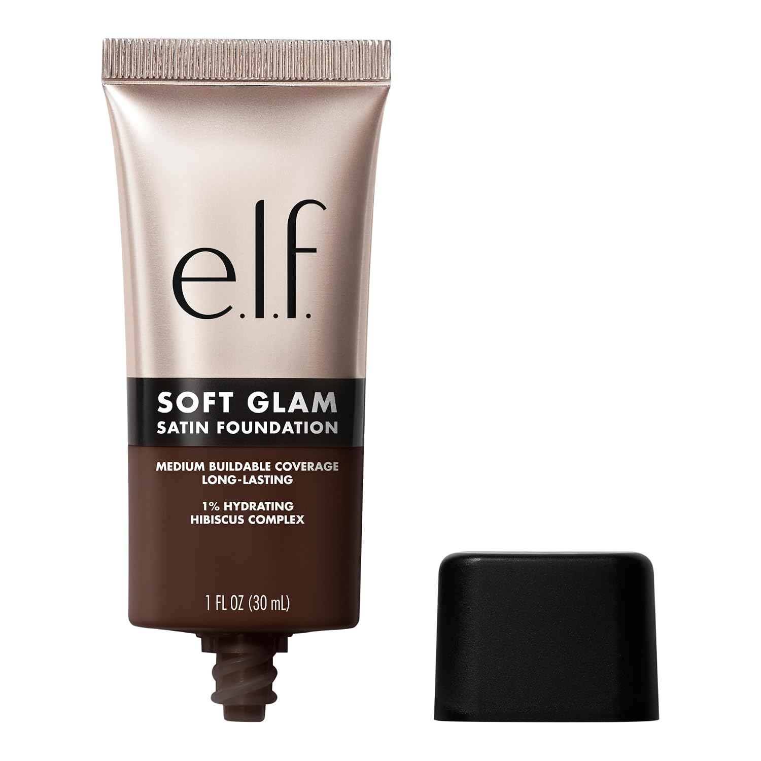 e.l.f. Soft Glam Satin Foundation. Medium Coverage. 60 Rich Cool | Satin Finish. Long-Lasting Wear. Hydrating Hyaluronic Acid & Hibiscus Complex. Blurs Pores. Lightweight. Vegan & Cruelty-Free