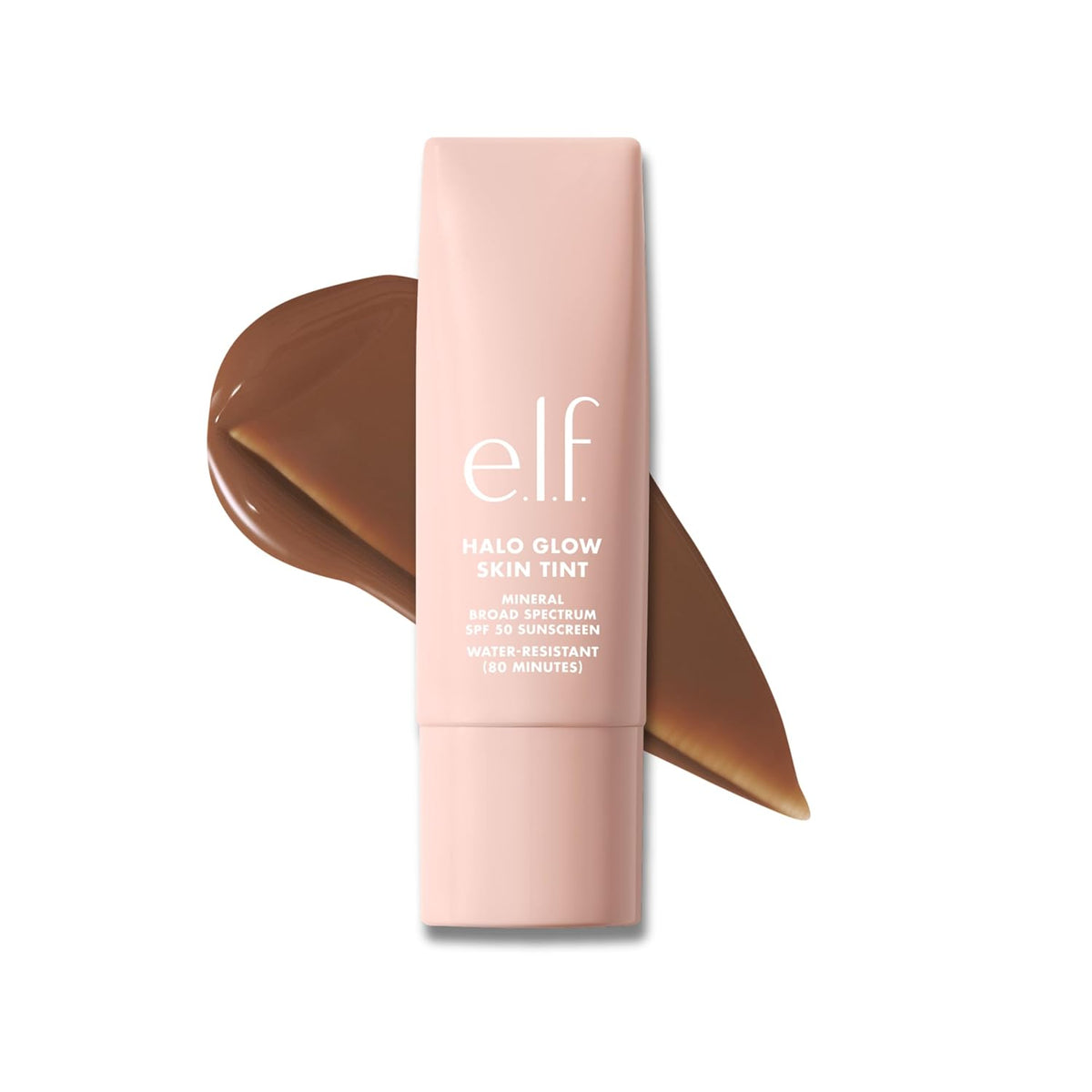 e.l.f. Halo Glow Skin Tint SPF 50. Hydrating & Tinted. 5 Light Warm | Lightweight Buildable Coverage. Dewy. Hydrated Finish. Broad-Spectrum SPF 50. Zinc Oxide & Niacinamide. Vegan & Cruelty-Free