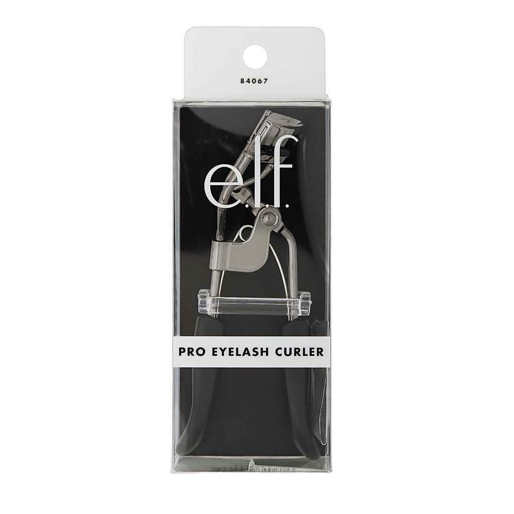 e.l.f. Pro Eyelash Curler. Stainless Steel Lash Curler. Long-Lasting Natural Curl. Ergonomic Design. Includes Replacement Pad. Fits All Eye Shapes