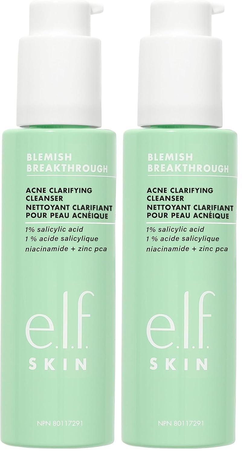 e.l.f. SKIN Blemish Breakthrough Clarifying Cleanser. Gel Cleanser For Removing Makeup. Controlling Oil & Clarifying Pores. 1% Salicylic Acid