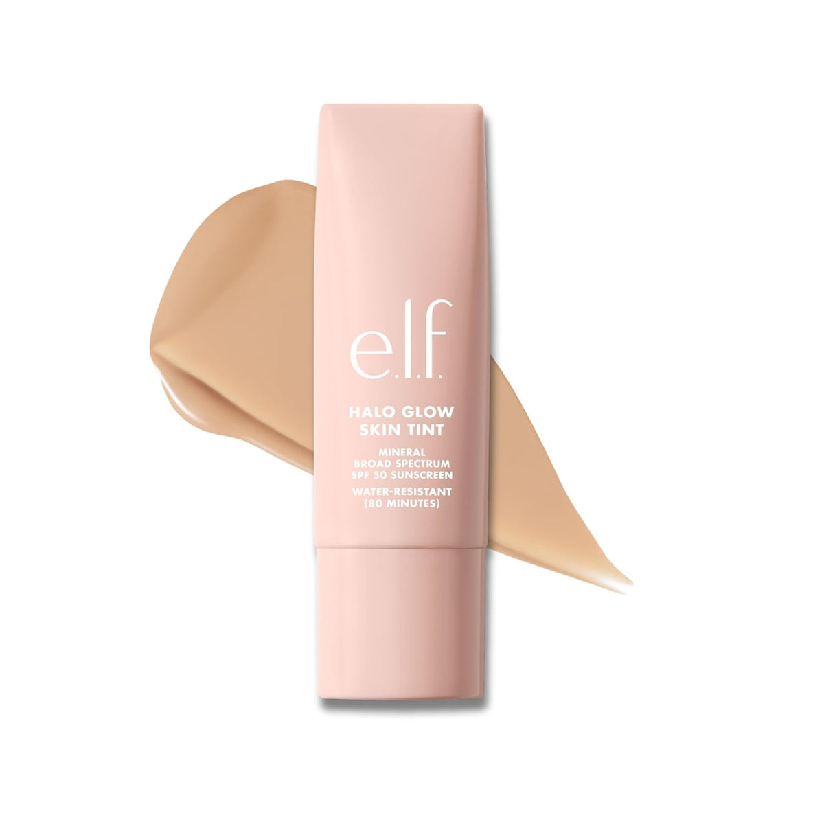 e.l.f. Halo Glow Skin Tint SPF 50. Hydrating & Tinted. 5 Light Warm | Lightweight Buildable Coverage. Dewy. Hydrated Finish. Broad-Spectrum SPF 50. Zinc Oxide & Niacinamide. Vegan & Cruelty-Free