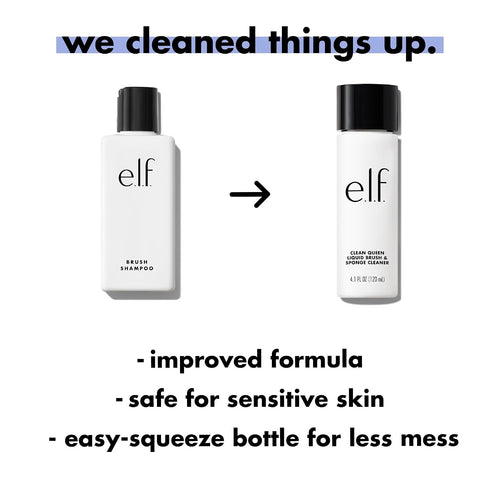 e.l.f. Clean Queen Liquid Brush & Sponge Cleaner. Gentle Foaming Cleaner For Removing Leftover Makeup. Dirt & Grime. Vegan & Cruelty-Free. 4.1 oz