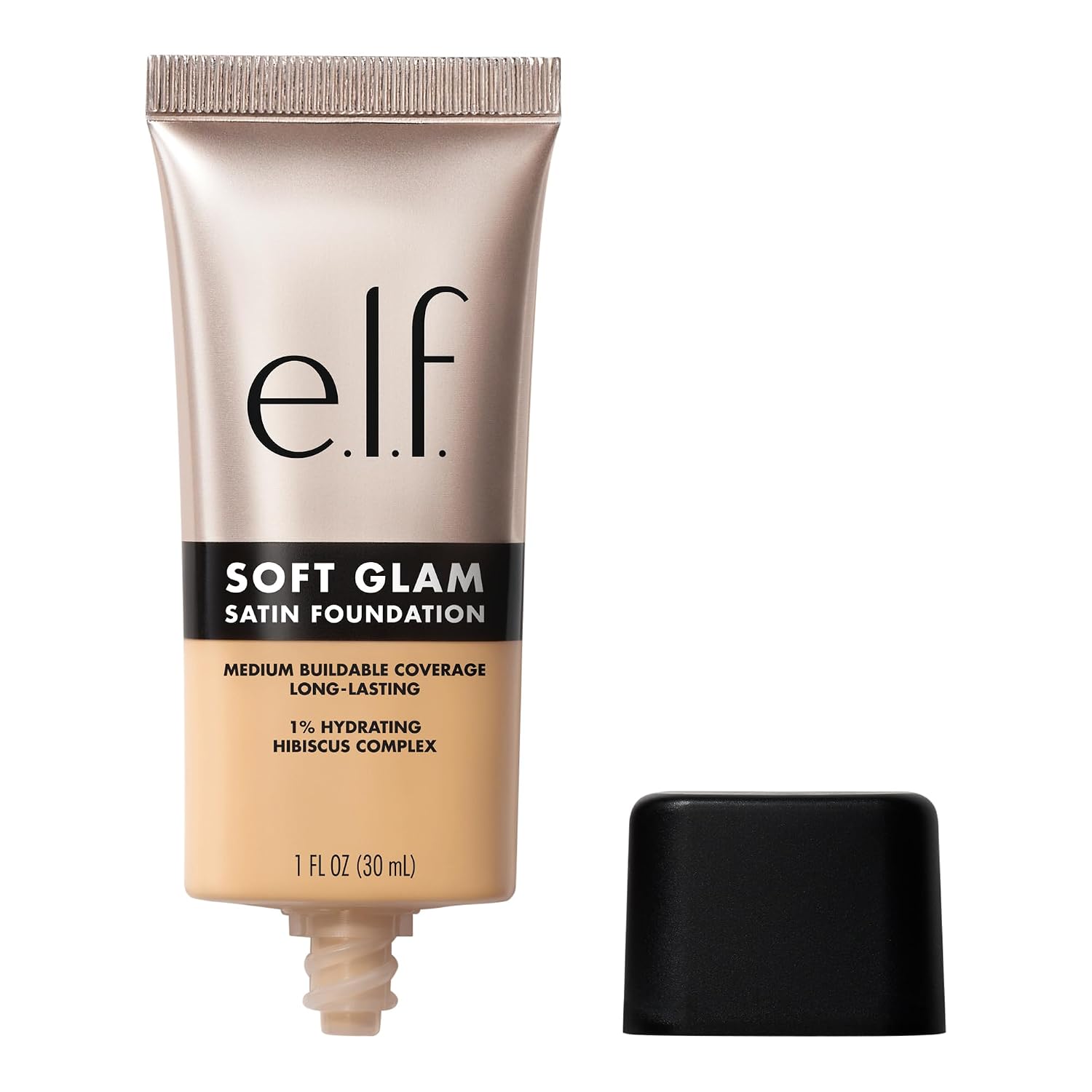 e.l.f. Soft Glam Satin Foundation. Medium Coverage. 60 Rich Cool | Satin Finish. Long-Lasting Wear. Hydrating Hyaluronic Acid & Hibiscus Complex. Blurs Pores. Lightweight. Vegan & Cruelty-Free