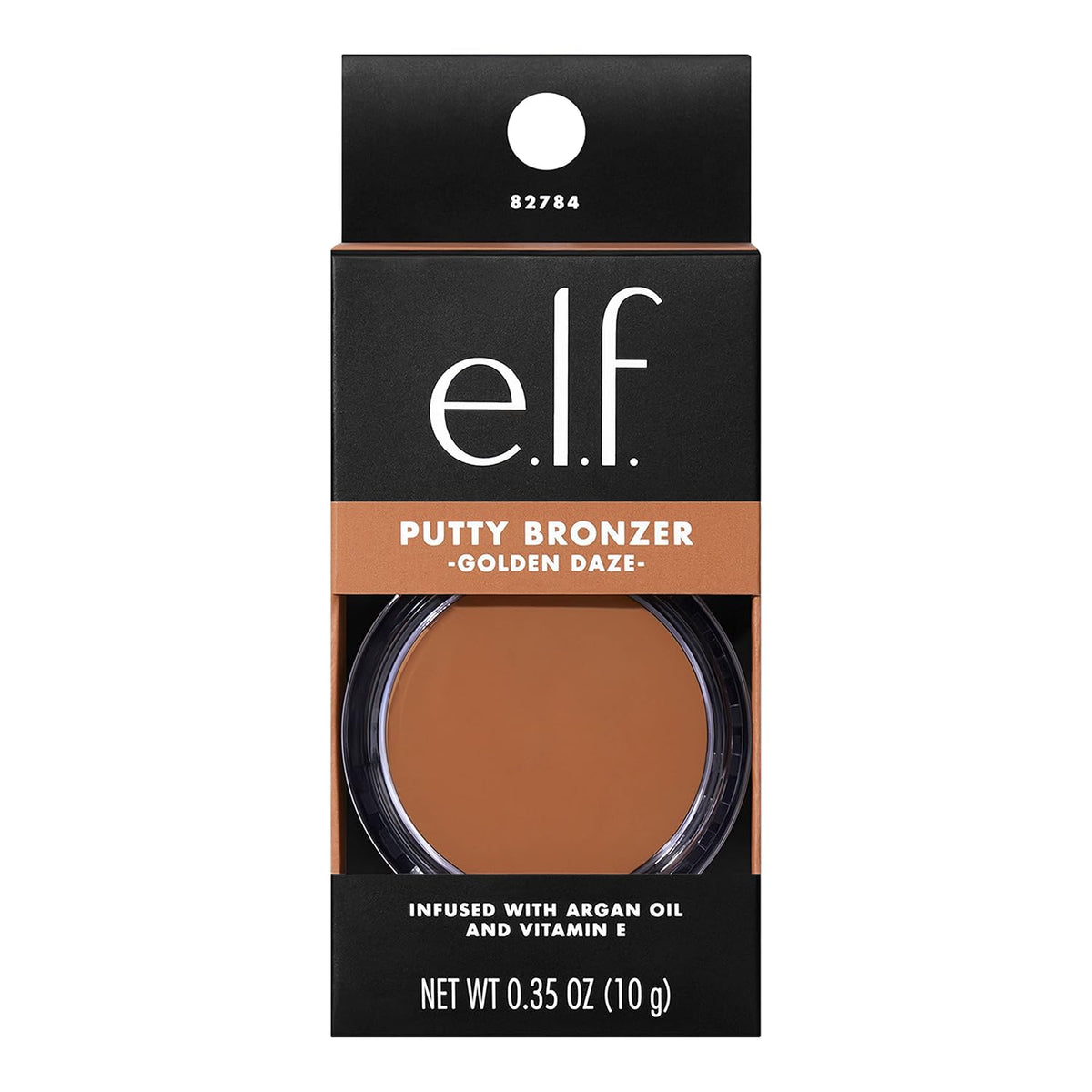 e.l.f. Putty Bronzer. Creamy & Highly Pigmented Formula. Creates a Long-Lasting Bronzed Glow. Infused with Argan Oil & Vitamin E. Golden Daze. 0.35 Oz (10g)