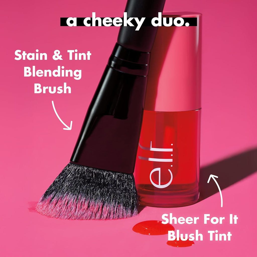 e.l.f. Sheer For It Blush Tint. Left On Red | Multi-Use. Long-Lasting Lip & Cheek Makeup. Creates A Natural Flush Finish. Vegan & Cruelty-Free