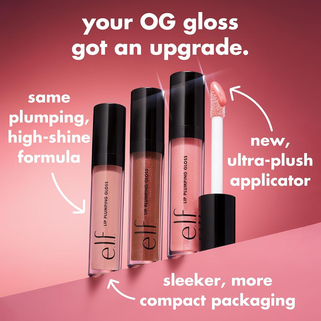 e.l.f. Lip Plumping Gloss. Pink Cosmo | High-Shine Sheer Color. Hydrates & Creates Fuller Lips With Vitamin E. Vegan & Cruelty-Free. Pink Cosmo. 0.09 Fl Oz