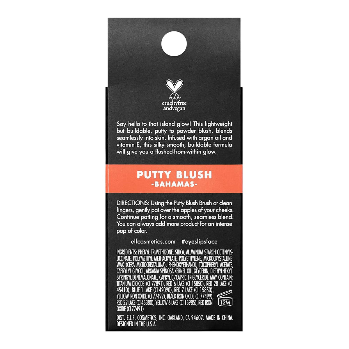 e.l.f. Putty Blush. Creamy & High-Pigment Formula For A Natural Glow. Delivers A Semi-Matte & Powder Finish. Vegan & Cruelty-Free. Bahamas