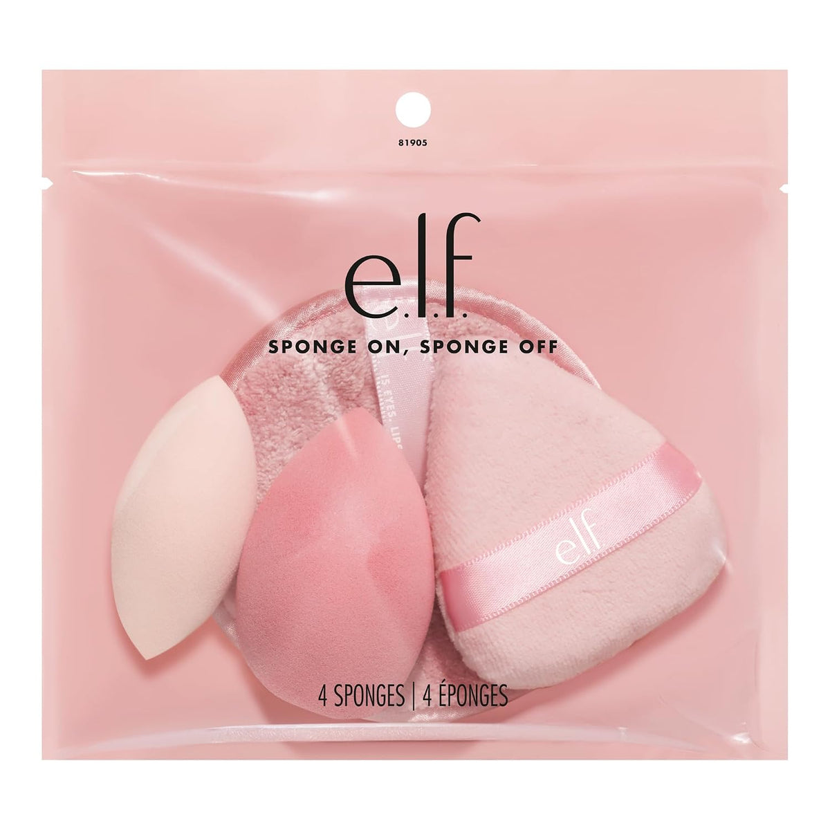 e.l.f. Sponge On. Sponge Off Kit. Four-Piece Makeup Sponge Set For Flawlessly Applying. Blending & Removing Face Makeup. Vegan & Cruelty-Free