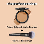 e.l.f. Primer-Infused Bronzer. Tan O'Clock | Long-Lasting. Lightweight & Buildable Powder Bronzer. Delivers A Matte Finish. Vegan & Cruelty-Free. Tan O' Clock