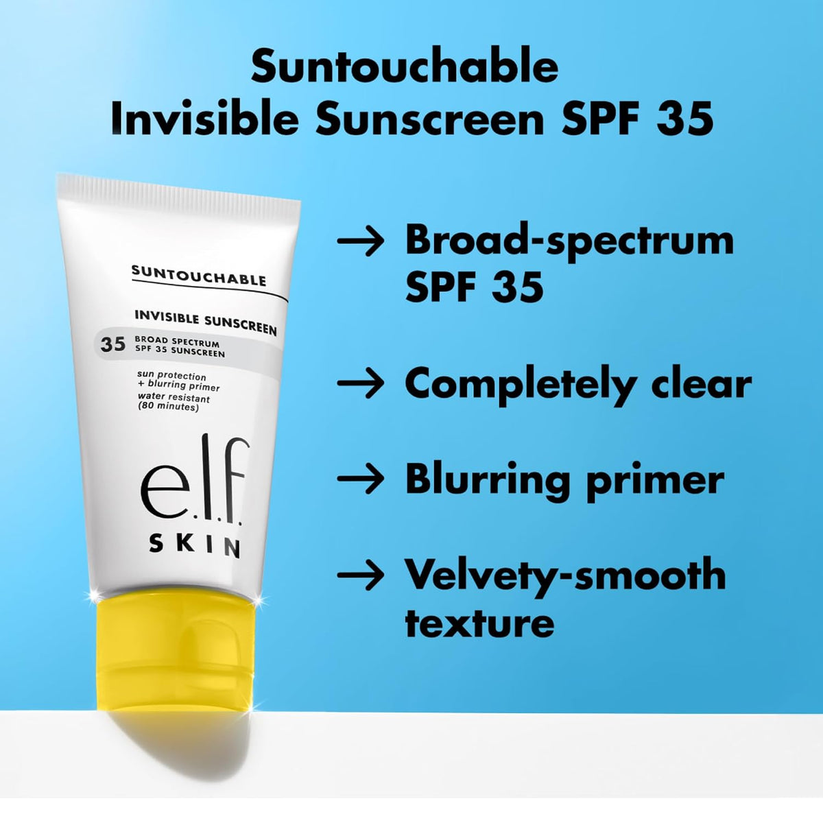 e.l.f. SKIN Suntouchable Invisible SPF 35 Sunscreen | Lightweight Gel for Under Makeup. Daily Face Sunscreen for Women. Vegan & Cruelty-Free