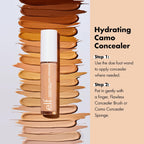 e.l.f. Hydrating Camo Concealer. Full Coverage. Medium Warm | Satin Finish. Under-Eye & Blemish Coverage. Hydrating Formula. Long-Lasting Wear. Non-Creasing. Vegan & Cruelty-Free