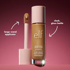 e.l.f. Halo Glow Liquid Filter. Hydrating Complexion Boost. 8.5 Rich | Soft Focus. Luminous Natural Glow for Face & Body. Infused with Hyaluronic Acid & Squalene. Vegan & Cruelty-Free