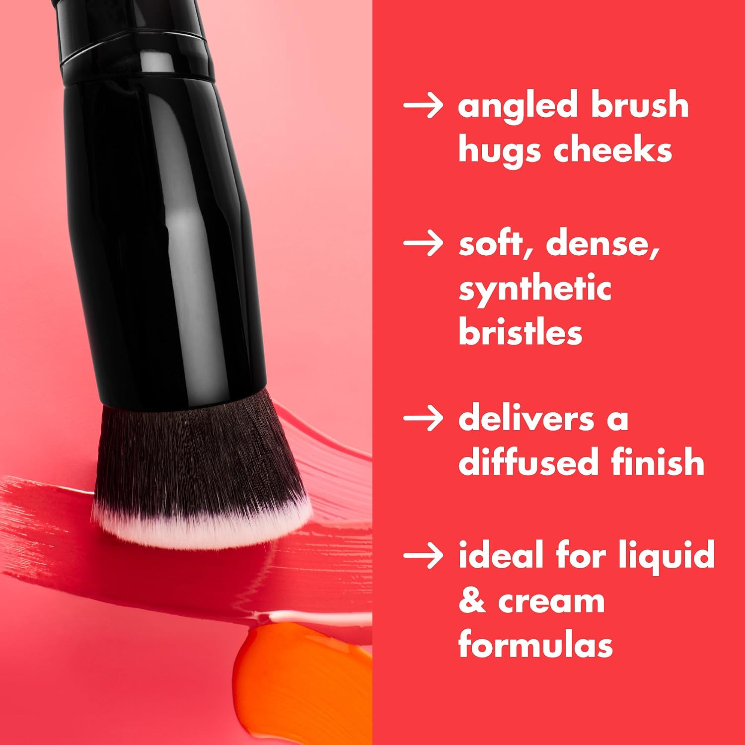 e.l.f. Camo Liquid Blush Brush | Angled Blush Brush Ideal For Applying & Blending Colors On Cheeks. Soft. Dense Bristles. Vegan & Cruelty-free
