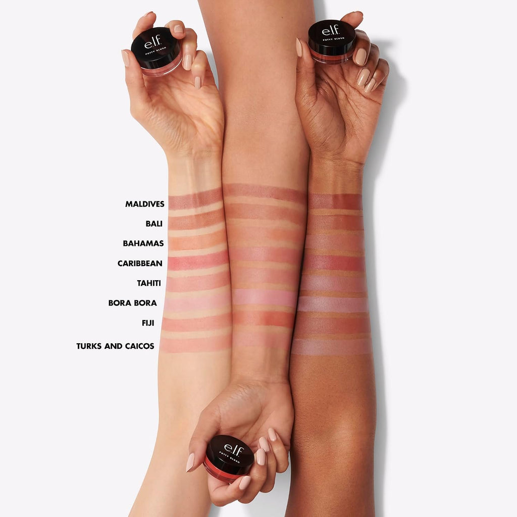 e.l.f. Putty Blush. Creamy & Ultra Pigmented Formula. Infused with Argan Oil & Vitamin E. Maldives. 0.35 Oz