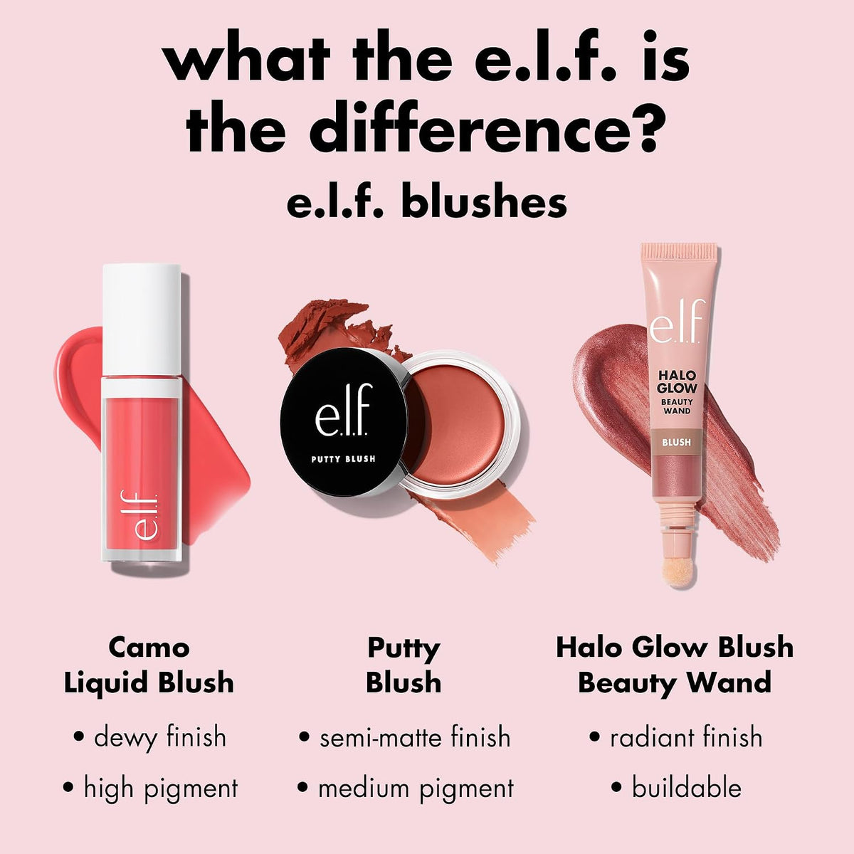 e.l.f. Camo Liquid Blush. Buildable & Blendable. Gorg Orange | Lightweight Liquid Formula. Long-Lasting Wear. High-Pigment Color. Smooth Application. Buildable. Vegan & Cruelty-Free