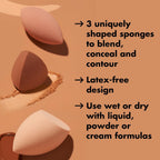e.l.f. Total Sponge Set. Multi-use Makeup Sponge Set For Flawless Blending. Great For Powder Or Liquid Concealer & Foundation. Vegan & Cruelty-Free