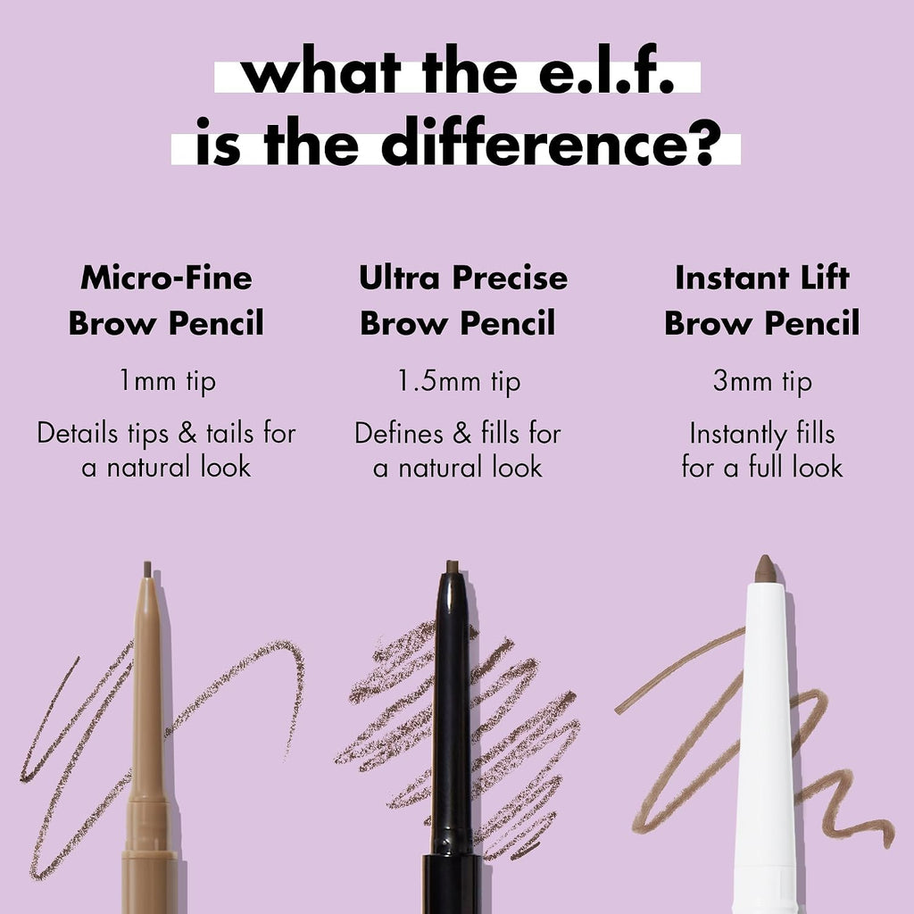 e.l.f. Micro-Fine Brow Pencil. Espresso | Waterproof Brow Color & Spoolie For Shaping Brows & Creating A Feathered Natural-Looking Finish. Vegan & Cruelty-Free