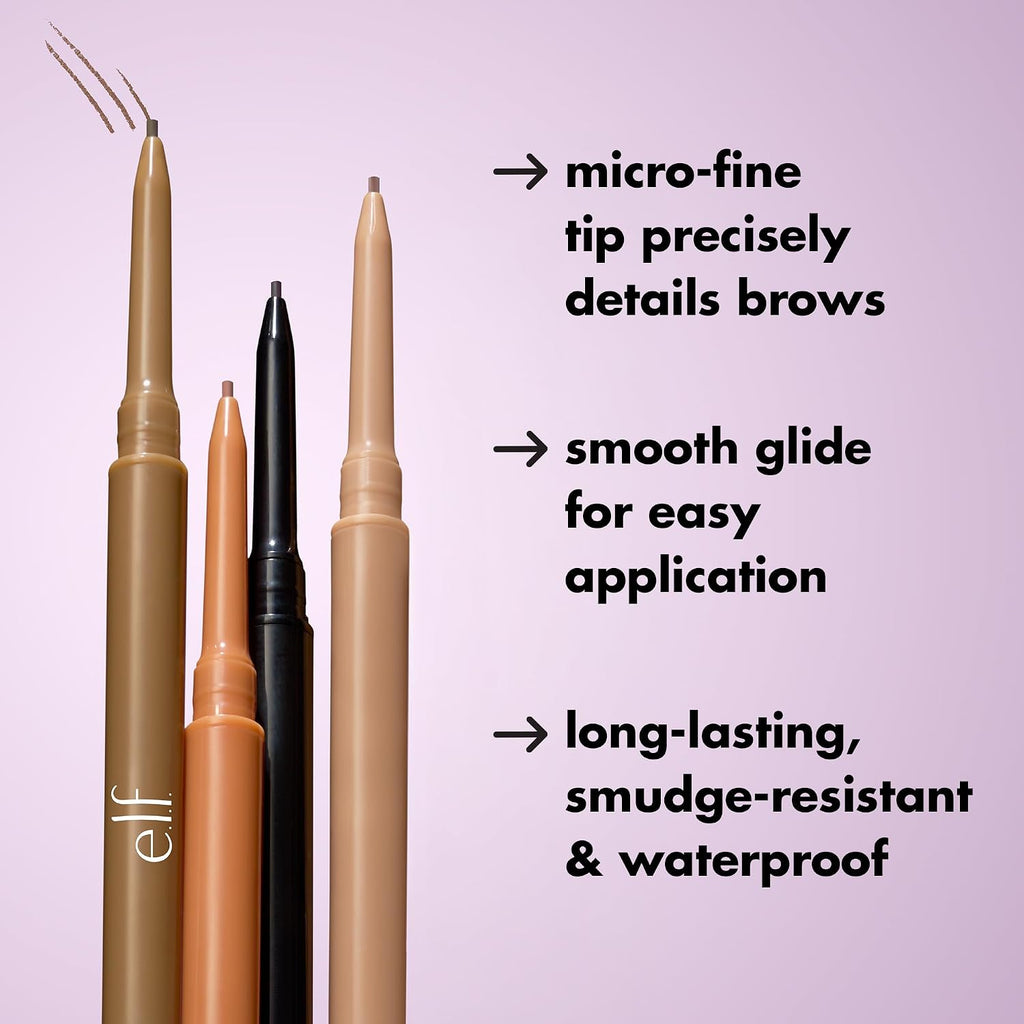 e.l.f. Micro-Fine Brow Pencil. Espresso | Waterproof Brow Color & Spoolie For Shaping Brows & Creating A Feathered Natural-Looking Finish. Vegan & Cruelty-Free