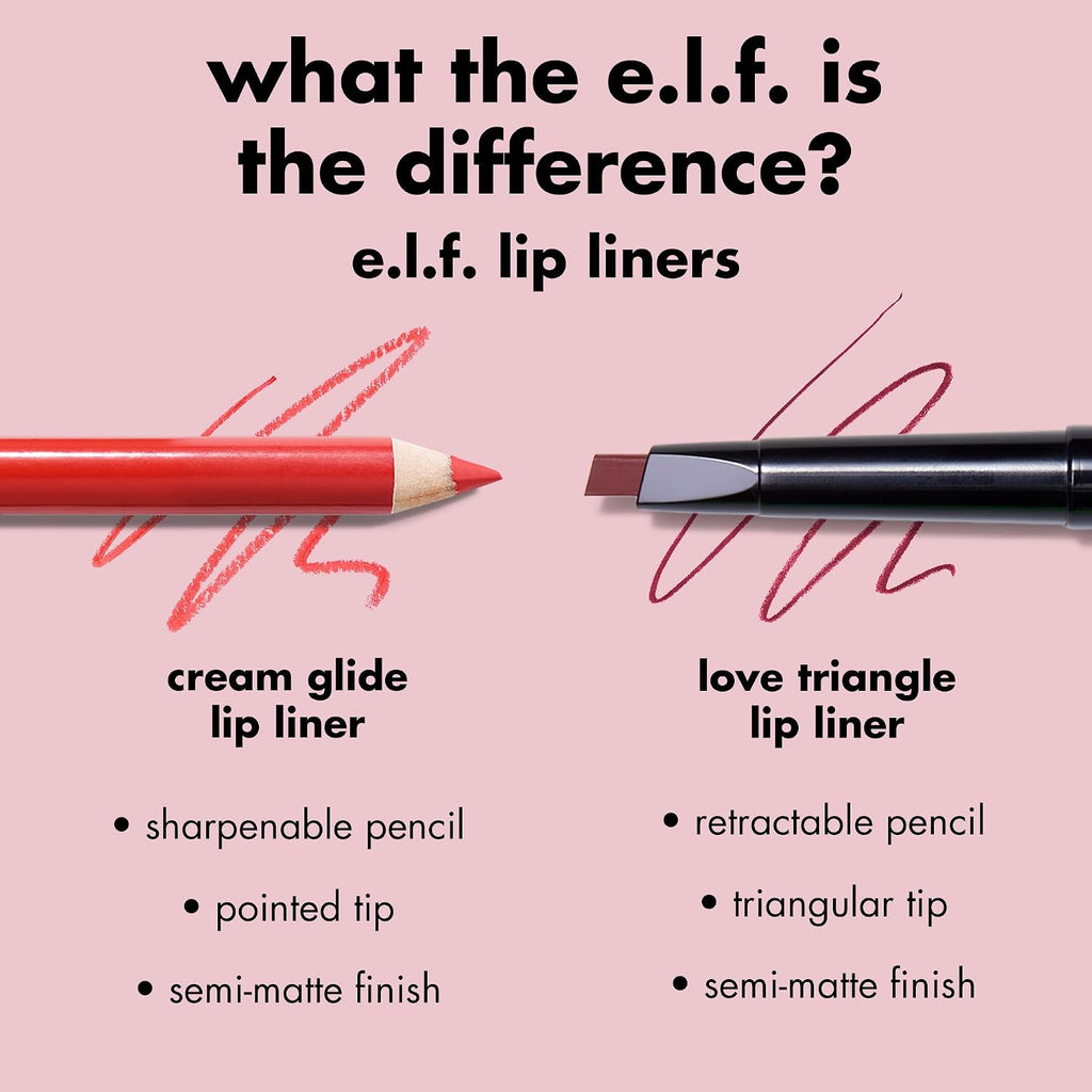 e.l.f. Cream Glide Lip Liner. Creamy High-Pigment. Truth or Bare | Semi-Matte Finish. Creamy Application. Smooth Glide Lip Pencil. Defines & Shapes. Vegan & Cruelty-Free