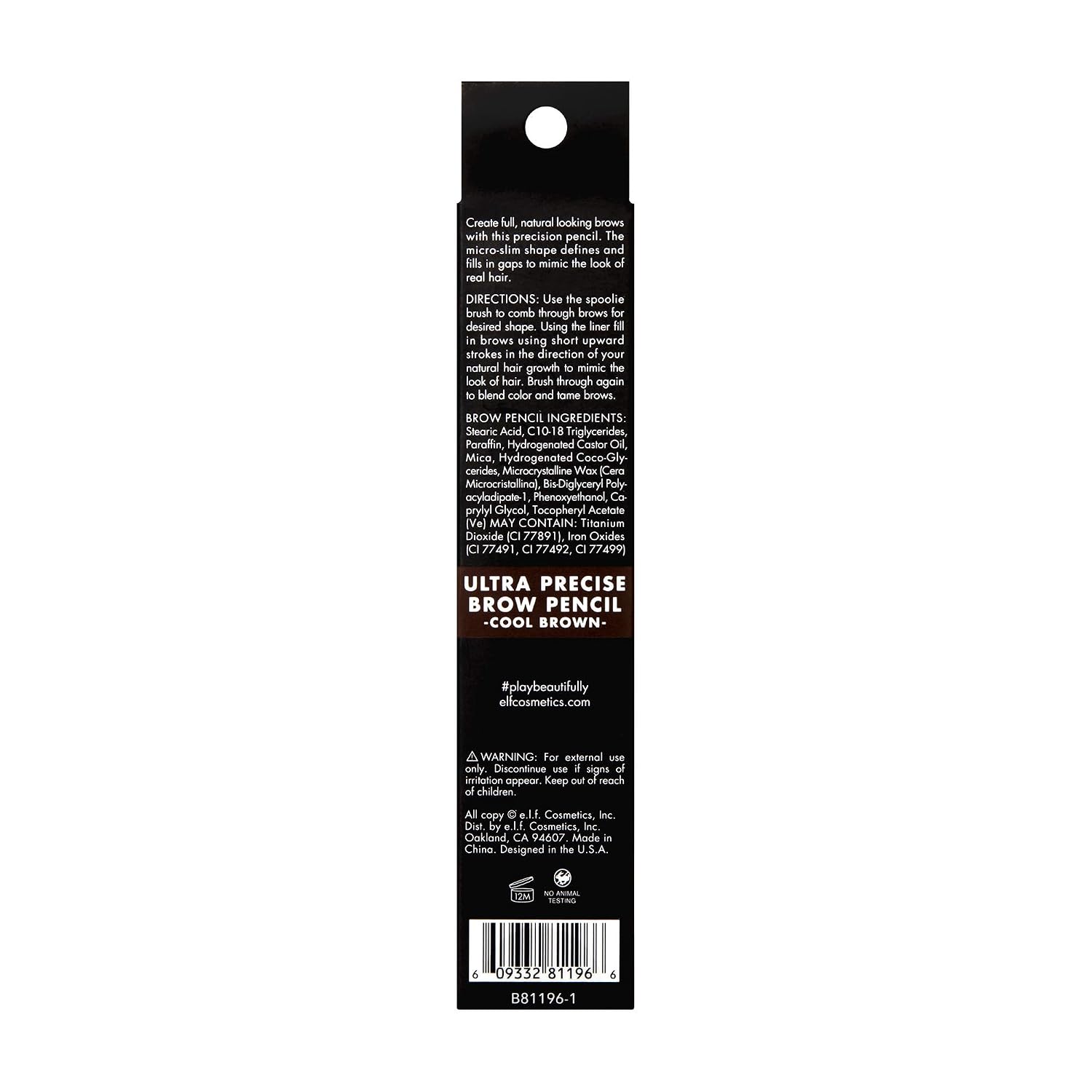 e.l.f. Ultra Precise Brow Pencil. Dual-Ended. Ultra Fine Tip Defines & Fills Eyebrows. Creamy Formula. Vegan & Cruelty-Free. Cool Brown