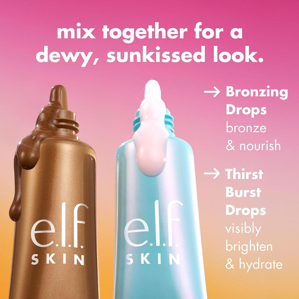 e.l.f. SKIN The Hottest Drops Duo | Holy Hydration! Thirst Burst Drops & Bronzing Drops Skincare Set. For A Dewy. Sun-Kissed Look. Vegan & Cruelty-Free