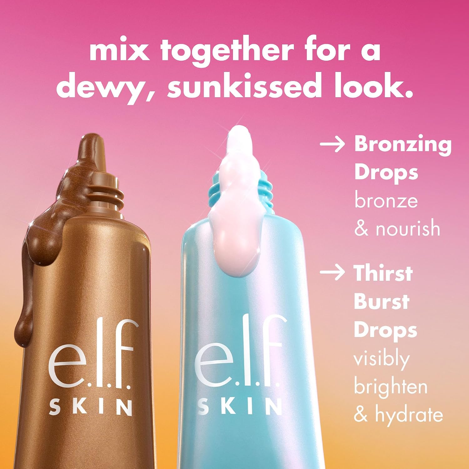 e.l.f. SKIN The Hottest Drops Duo | Holy Hydration! Thirst Burst Drops & Bronzing Drops Skincare Set. For A Dewy. Sun-Kissed Look. Vegan & Cruelty-Free