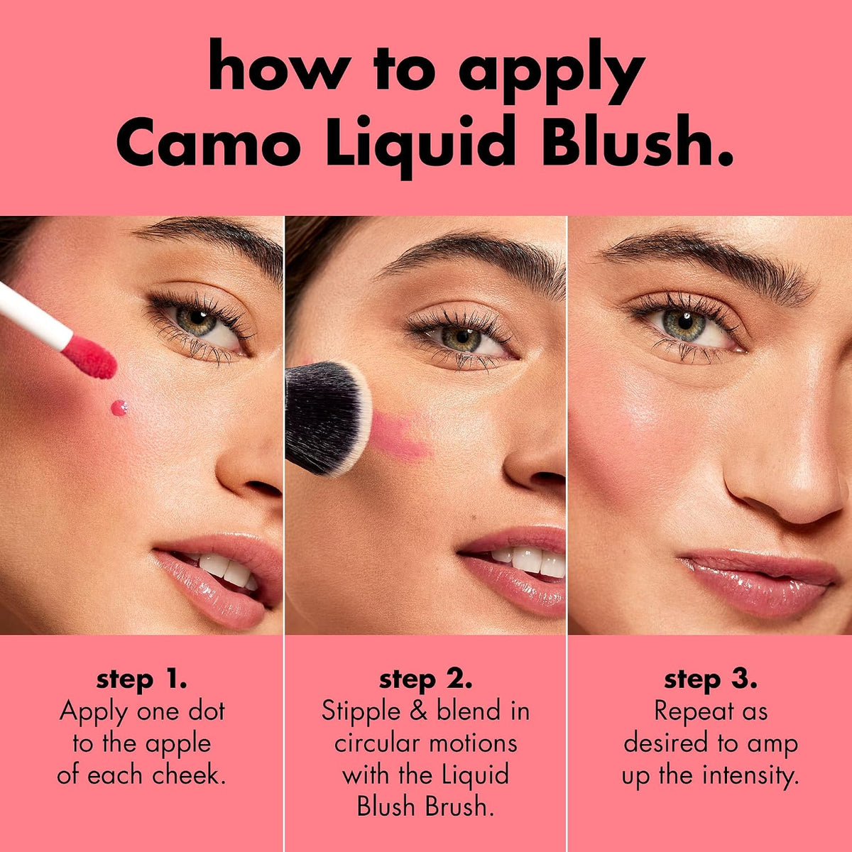 e.l.f. Camo Liquid Blush. Buildable & Blendable. Dusty Rosé | Lightweight Liquid Formula. Long-Lasting Wear. High-Pigment Color. Smooth Application. Buildable. Vegan & Cruelty-Free