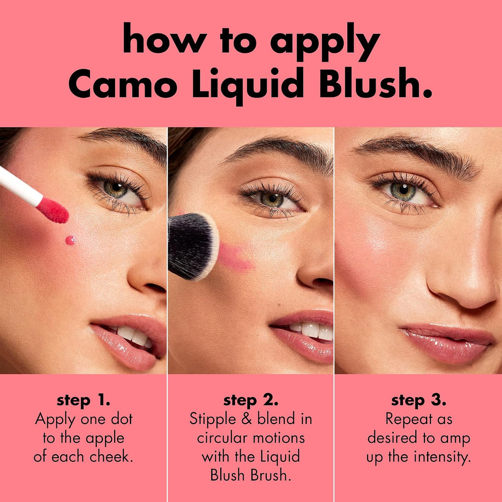 e.l.f. Camo Liquid Blush. Buildable & Blendable. Suave Mauve | Lightweight Liquid Formula. Long-Lasting Wear. High-Pigment Color. Smooth Application. Buildable. Vegan & Cruelty-Free