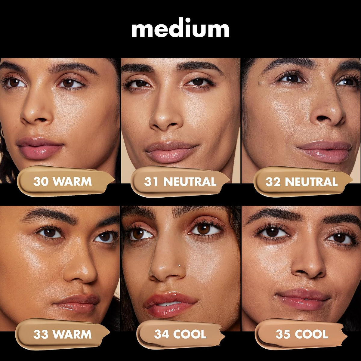e.l.f. Soft Glam Satin Foundation. Medium Coverage. 30 Medium Warm | Satin Finish. Long-Lasting Wear. Hydrating Hyaluronic Acid & Hibiscus Complex. Blurs Pores. Lightweight. Vegan & Cruelty-Free