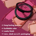 e.l.f. Primer-Infused Blush. Long-Wear. Matte. Bold. Lightweight. Blends Easily. Contours Cheeks. All-Day Wear. 0.35 Oz